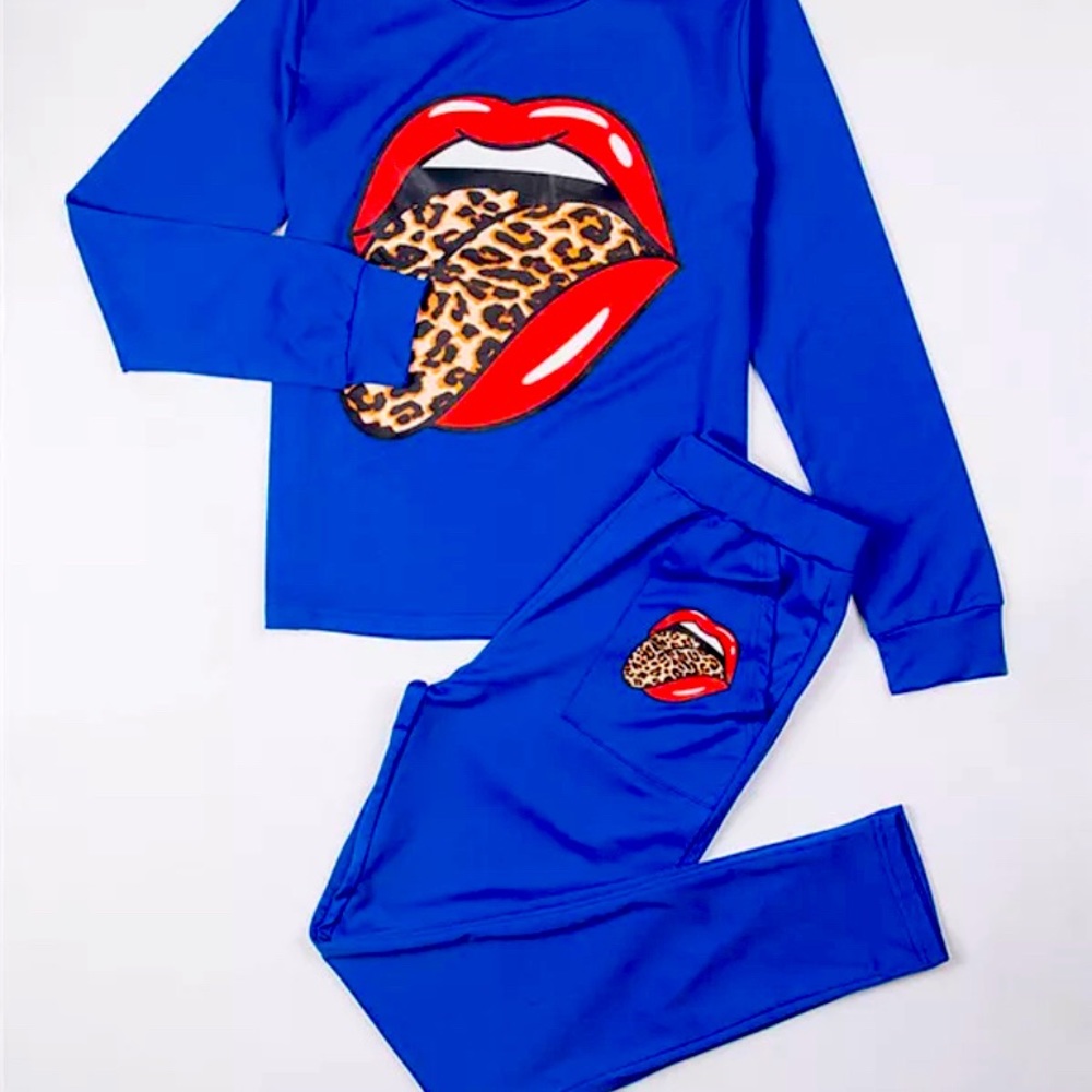 Two piece leopard print tracksuits